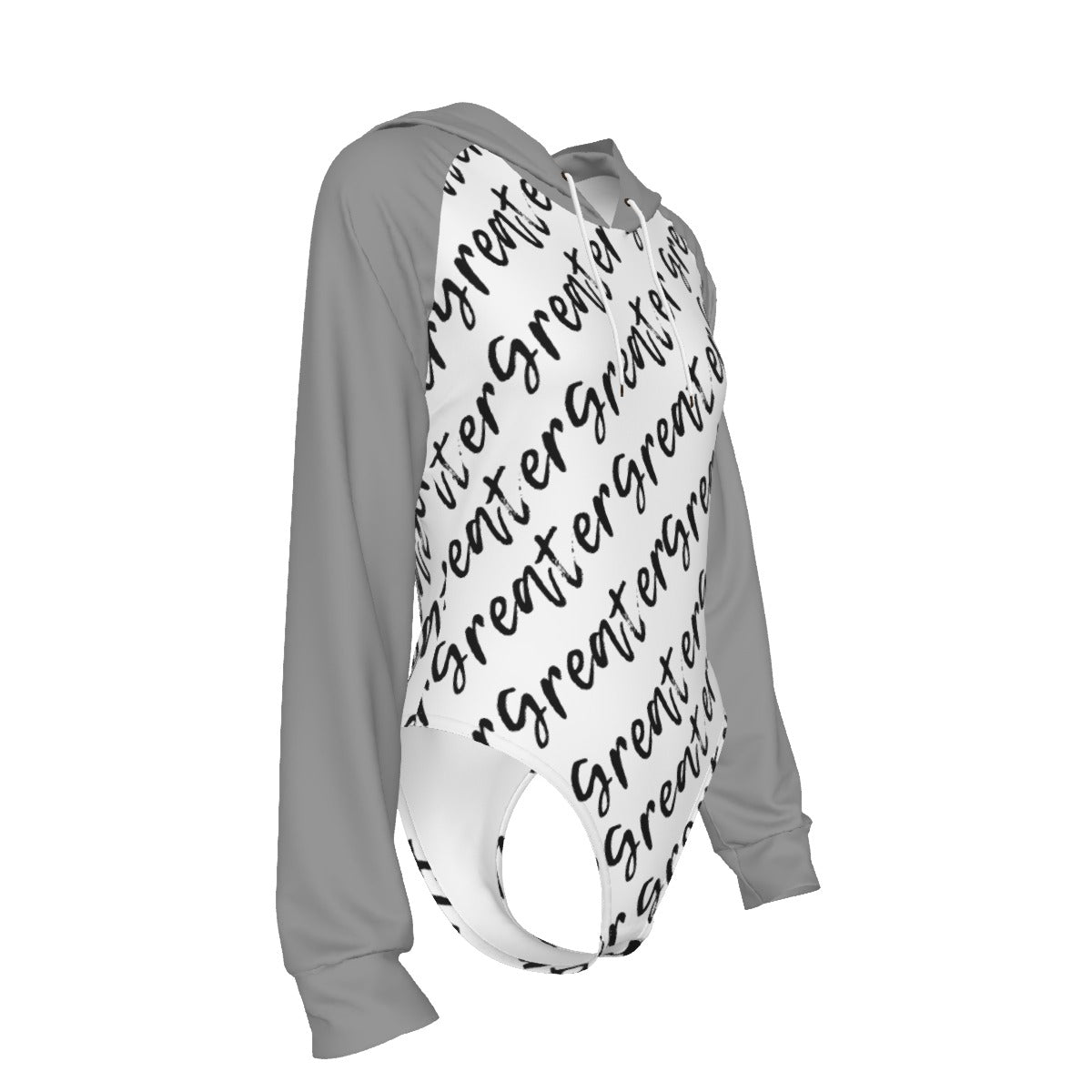 Greater Print Women's Raglan Sleeve Hooded Bodysuit