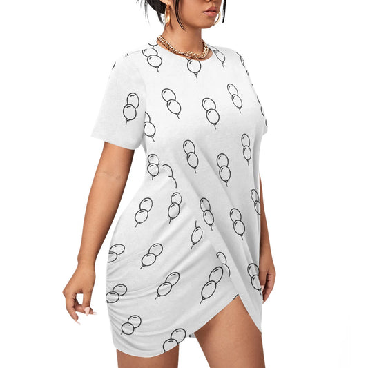 Balloon Print Women’s Stacked Hem Plus Size Dress