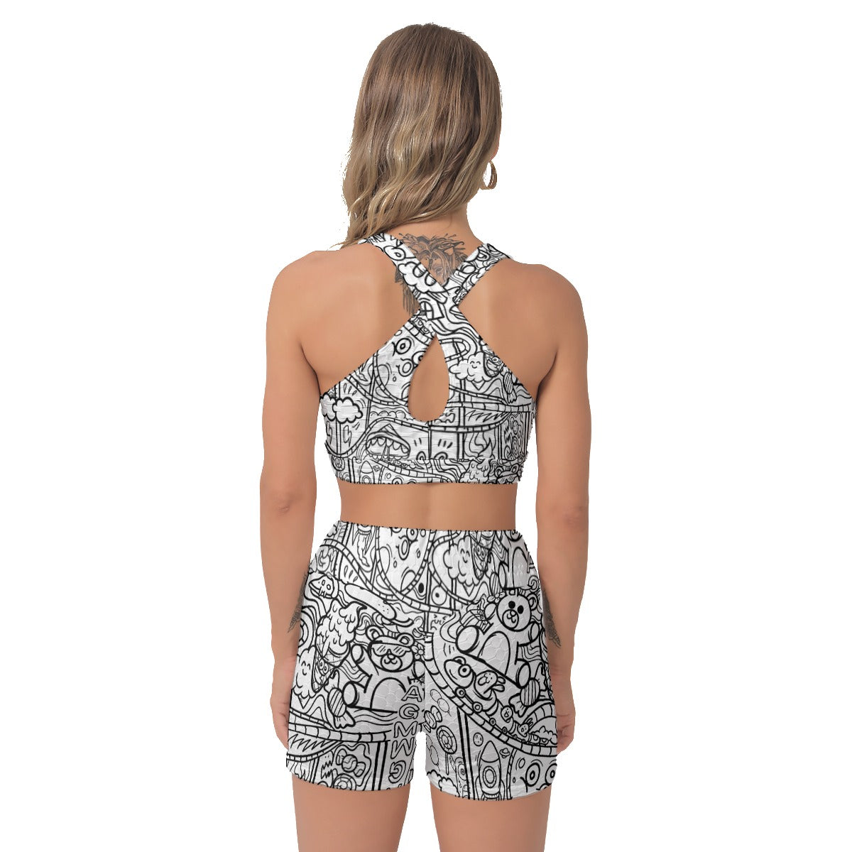 Graffiti Print Women's Sports Bra Set
