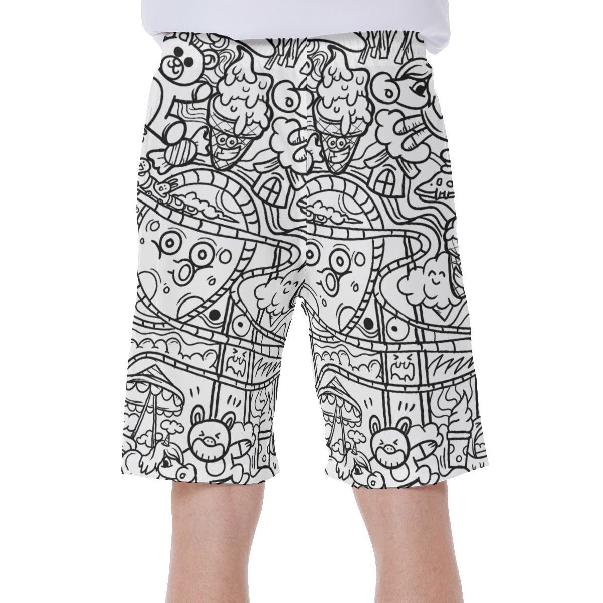 Graffiti Print Men's Beach Shorts