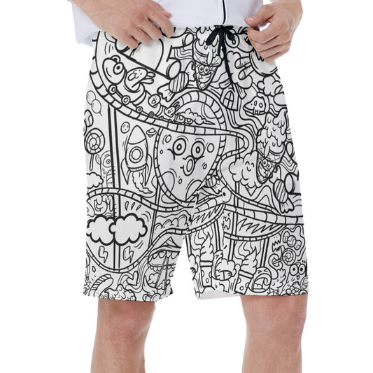 Graffiti Print Men's Beach Shorts