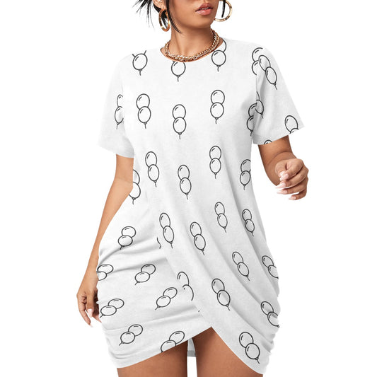 Balloon Print Women’s Stacked Hem Plus Size Dress