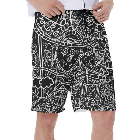 Greater Black Print Men's Beach Shorts