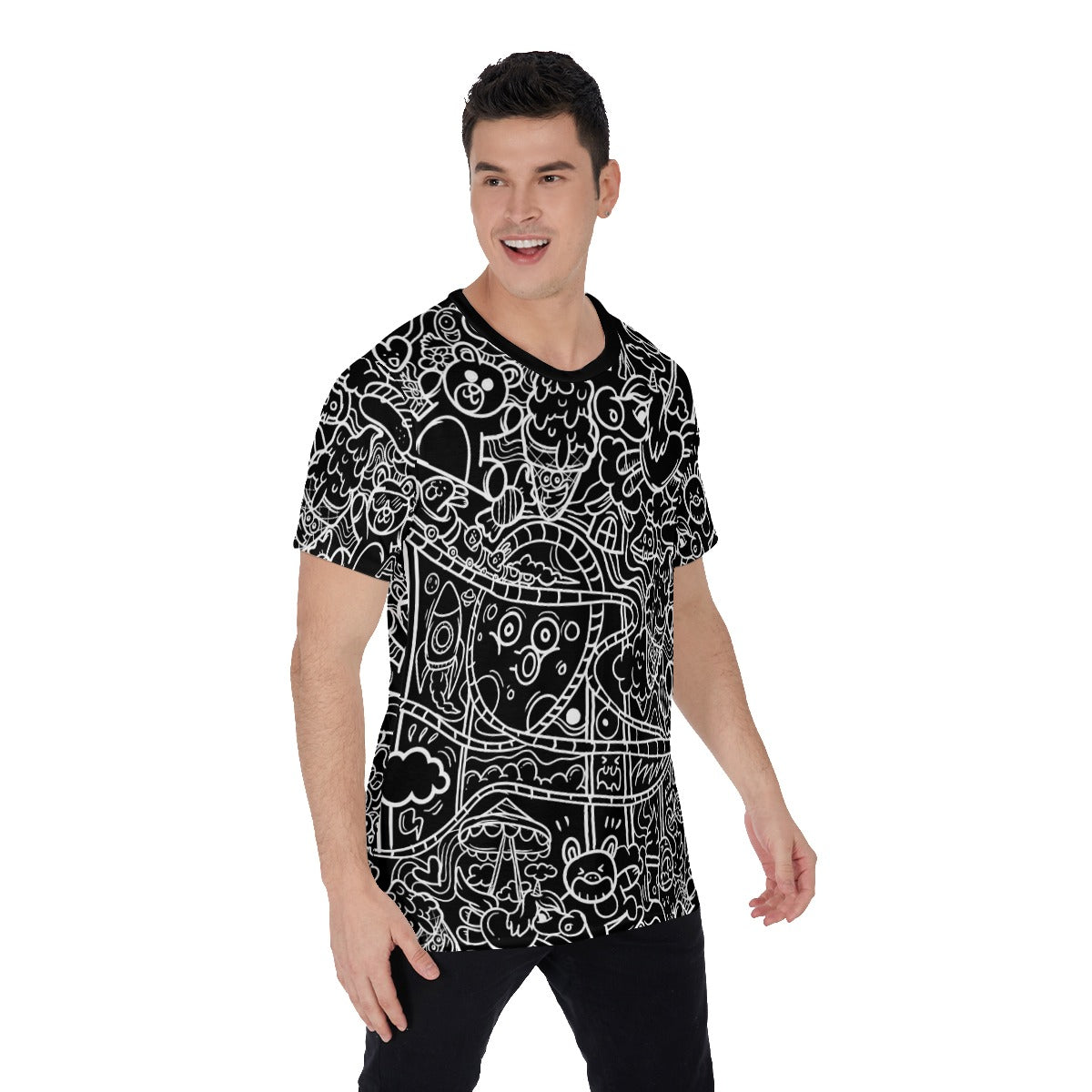 Black Graffiti Print T-Shirt