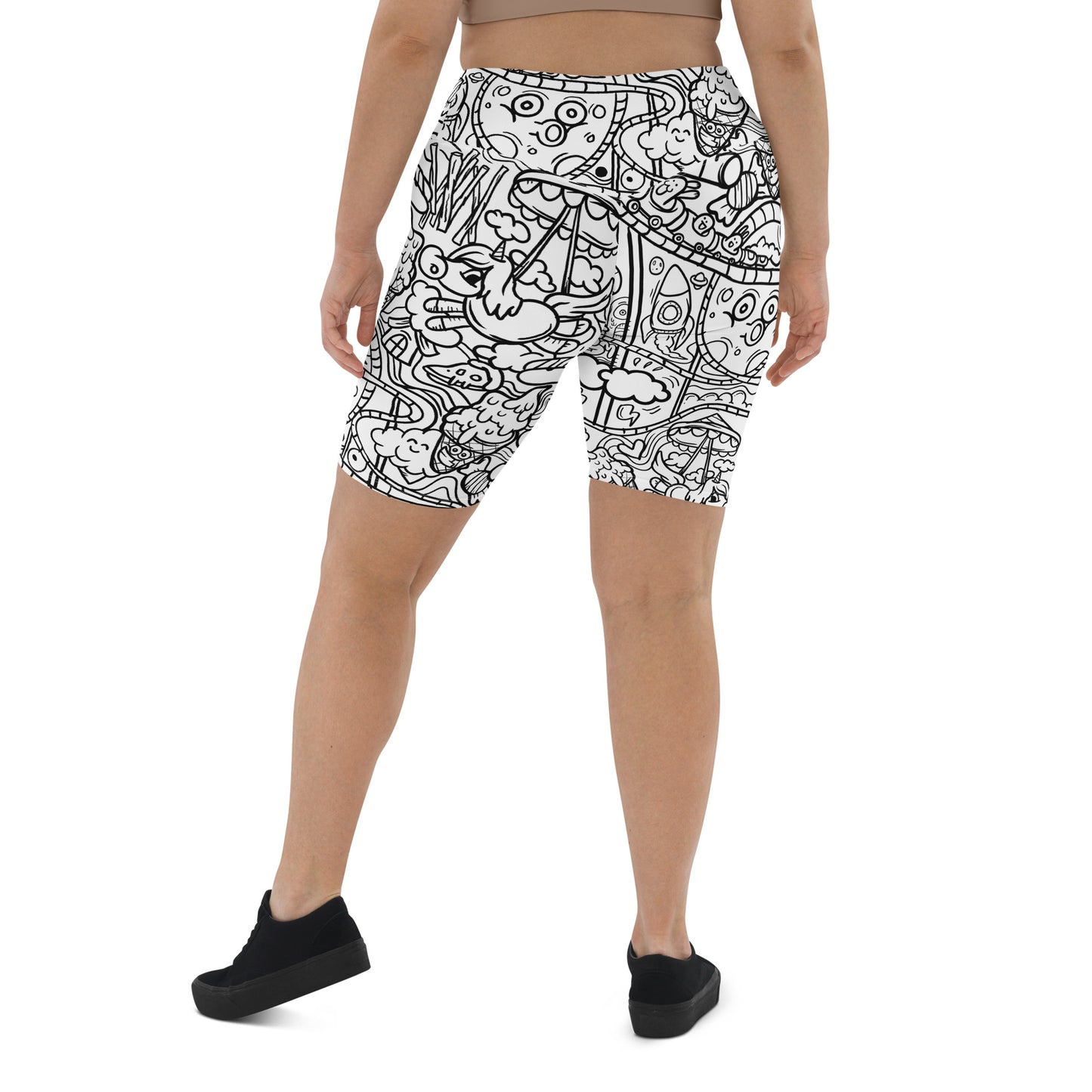 Graffiti Print Biker Shorts