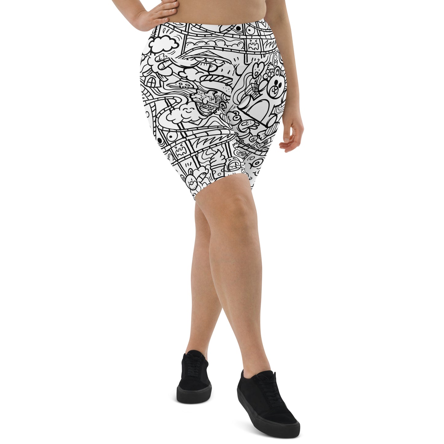 Graffiti Print Biker Shorts