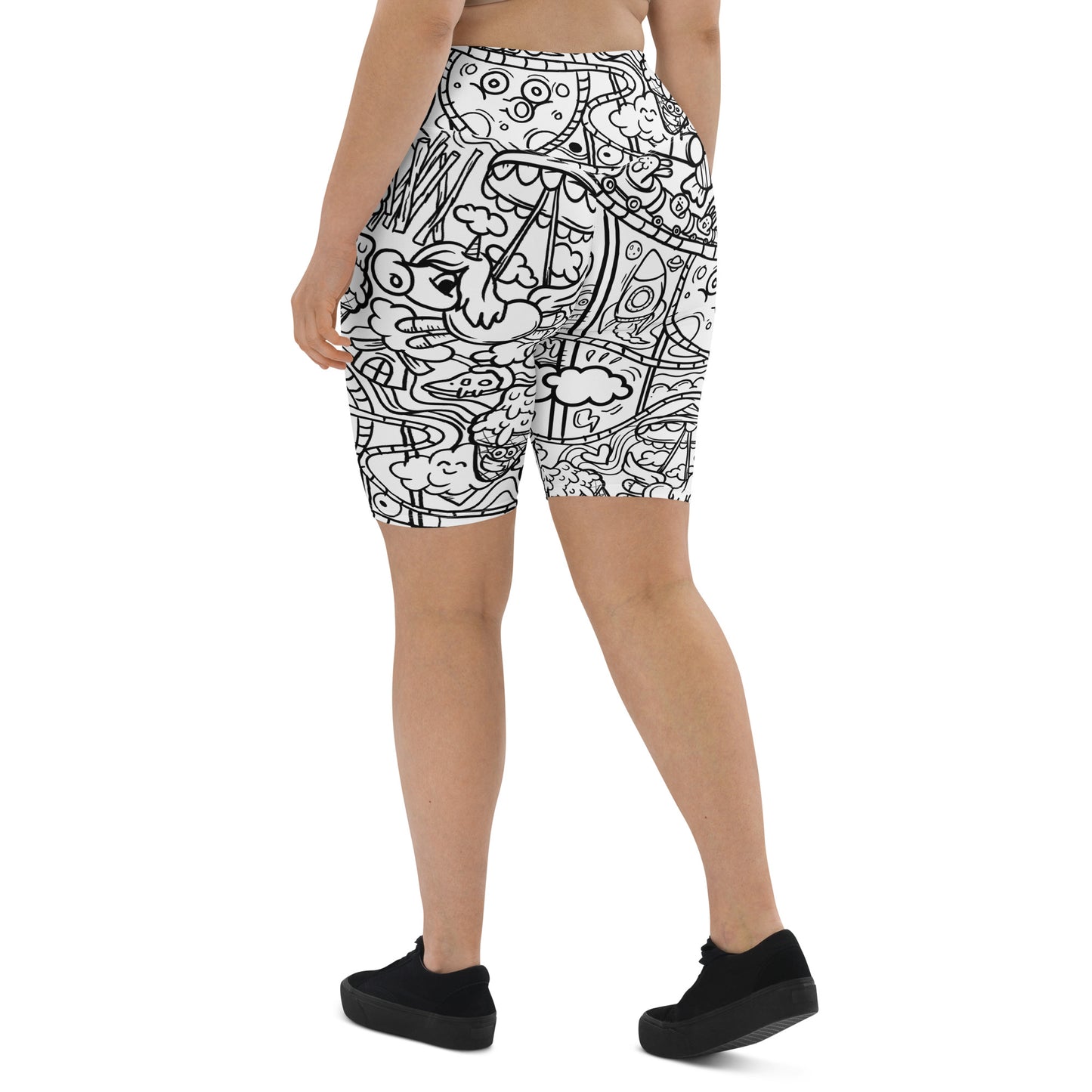 Graffiti Print Biker Shorts