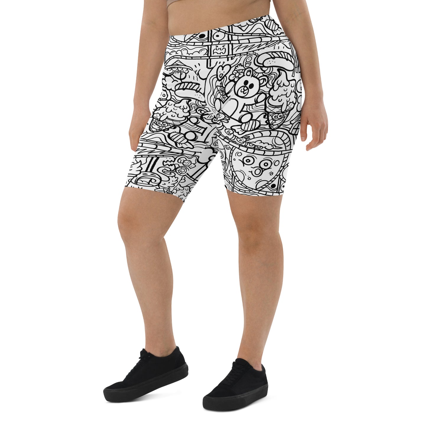 Graffiti Print Biker Shorts