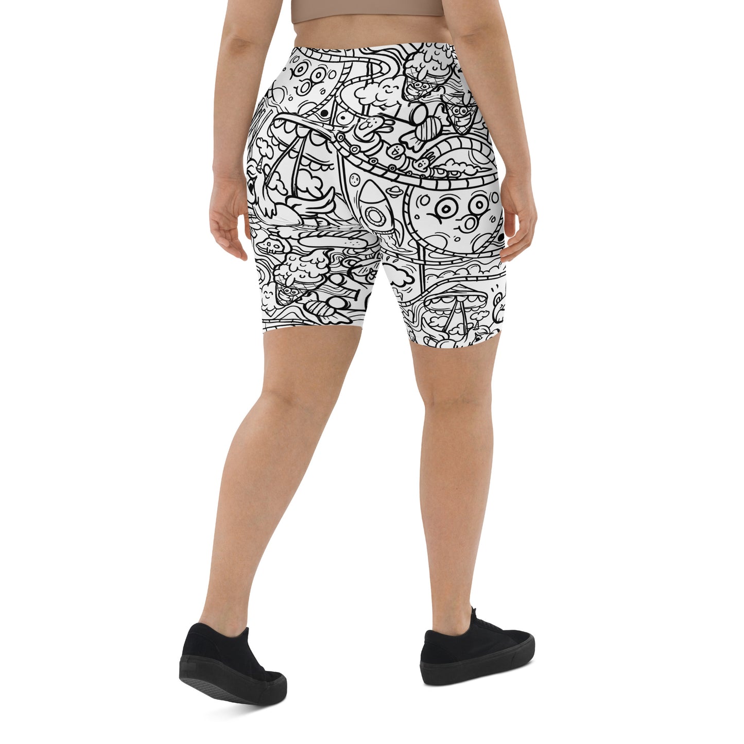 Graffiti Print Biker Shorts
