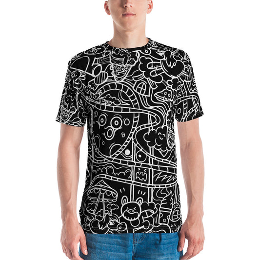 Black Graffiti Print Men's T-shirt