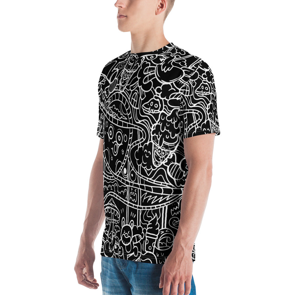 Black Graffiti Print Men's T-shirt