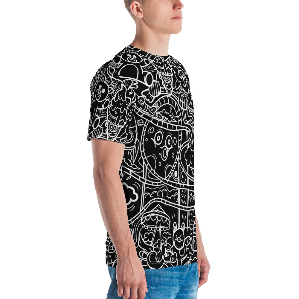 Black Graffiti Print Men's T-shirt