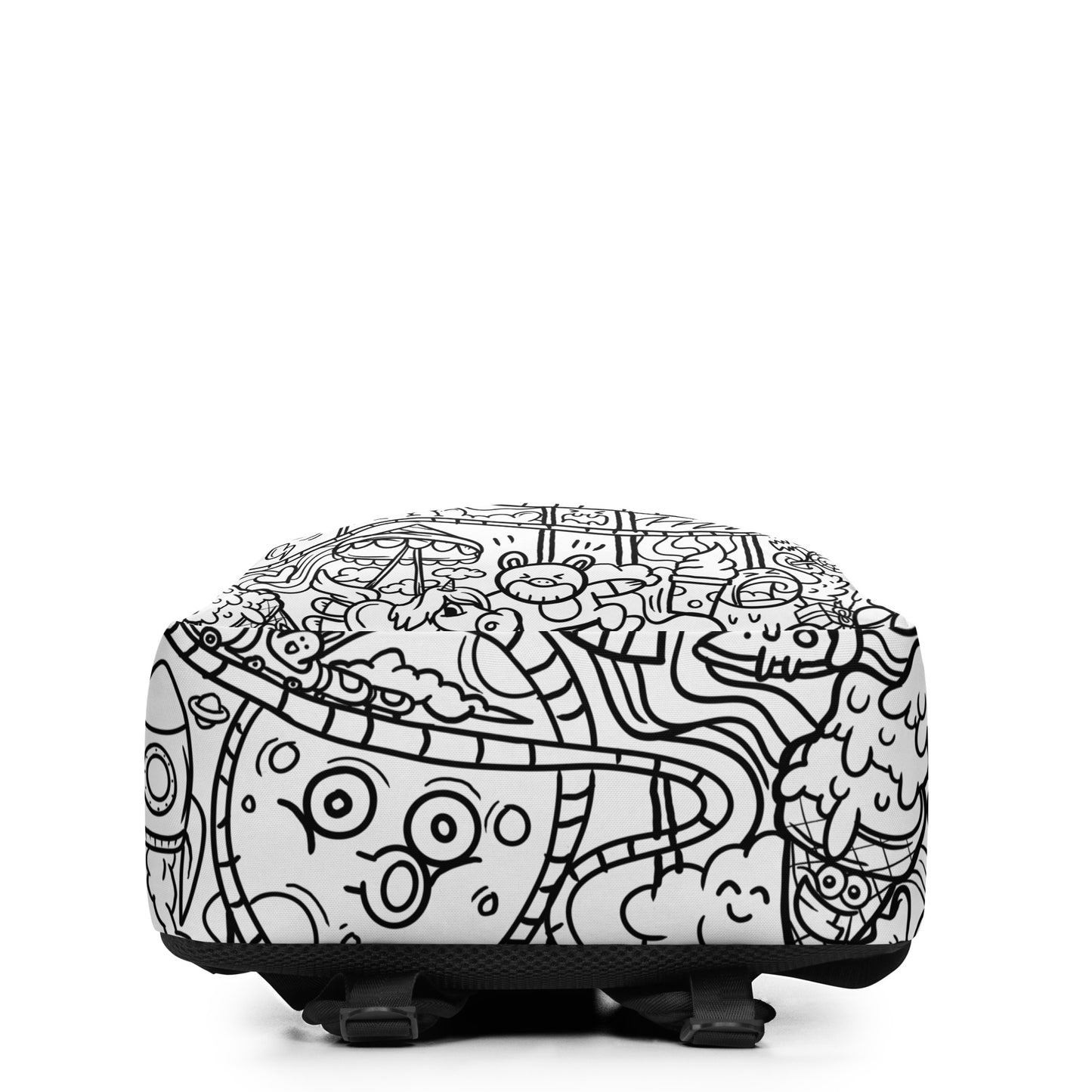 White Graffiti Print Backpack