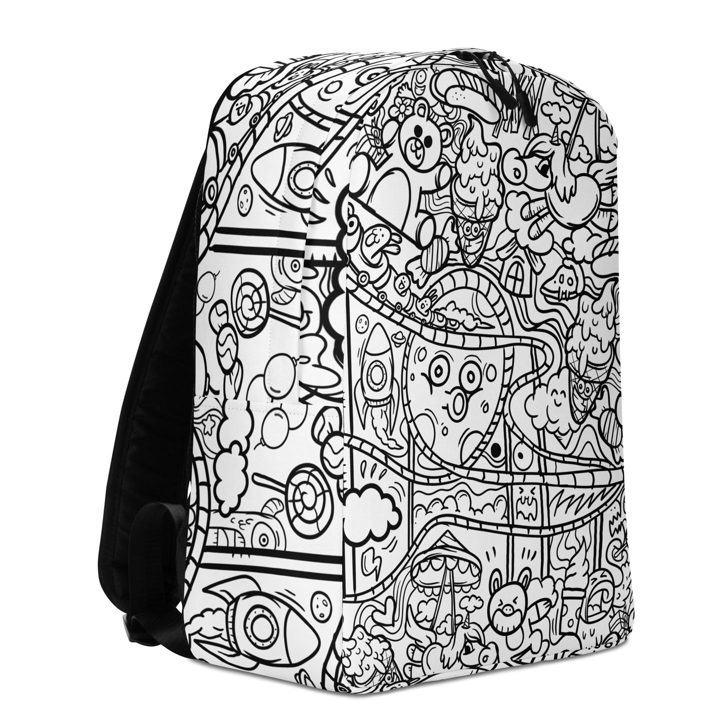 White Graffiti Print Backpack