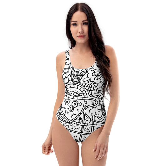 Graffiti Print One-Piece Swimsuit