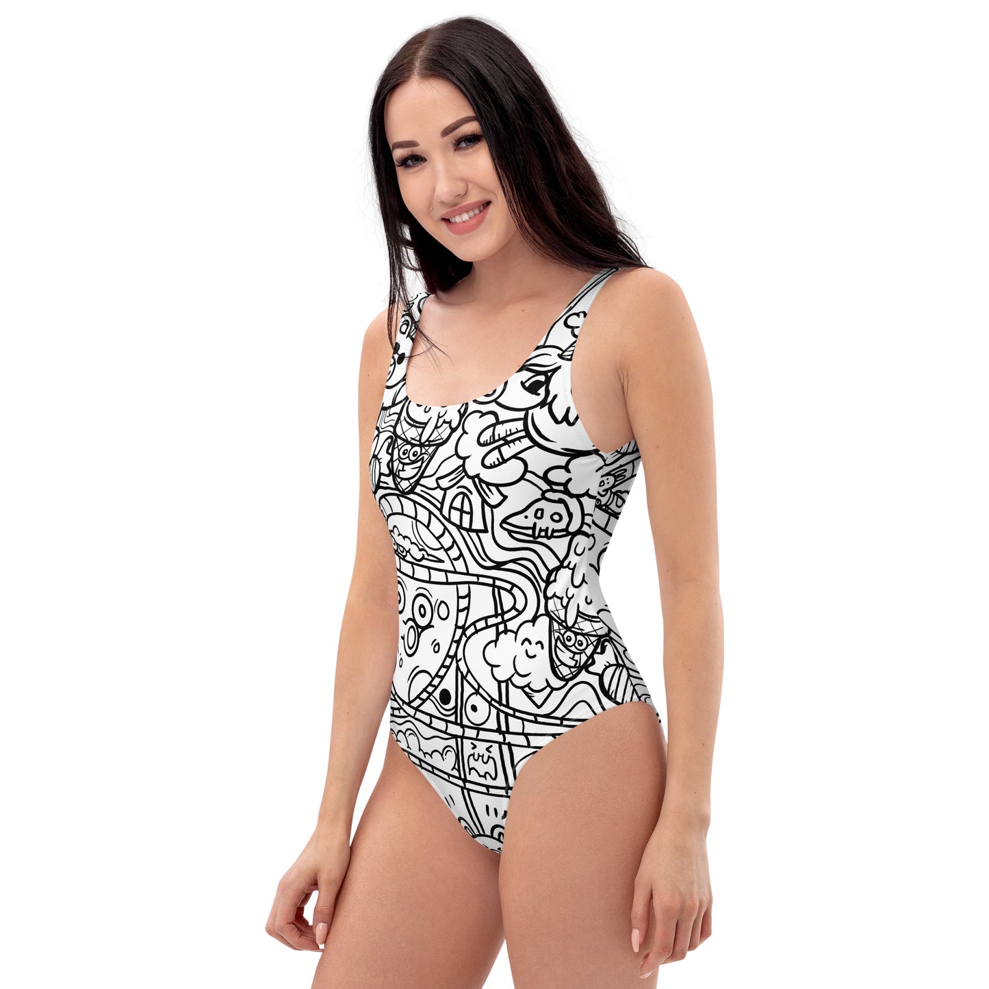 Graffiti Print One-Piece Swimsuit