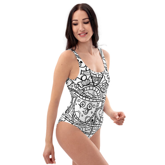 Graffiti Print One-Piece Swimsuit