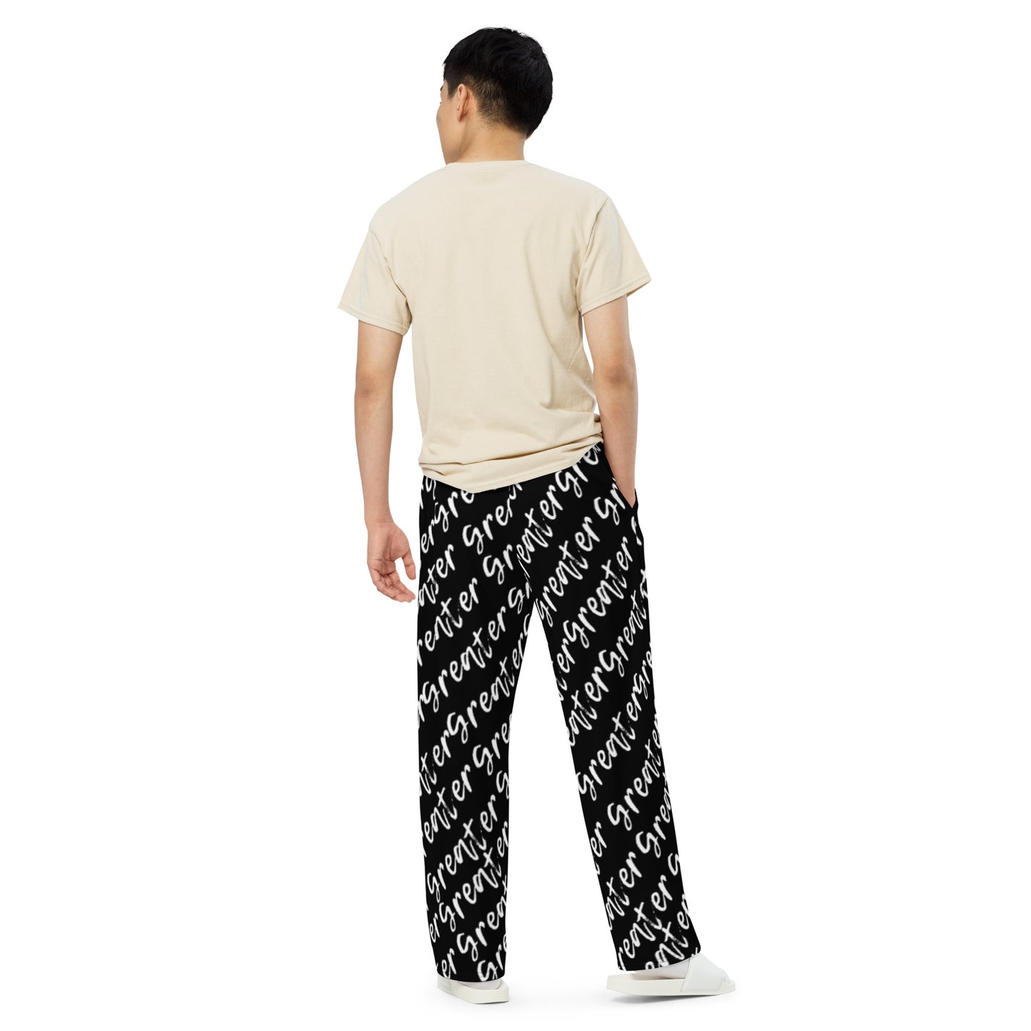 Greater Black Print Unisex Wide-Leg Pants