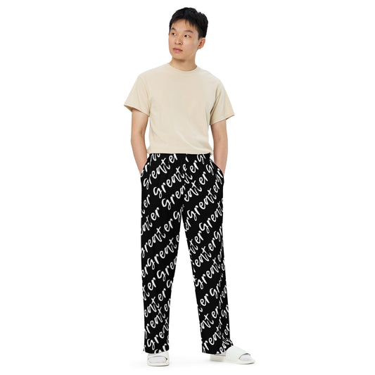 Greater Black Print Unisex Wide-Leg Pants