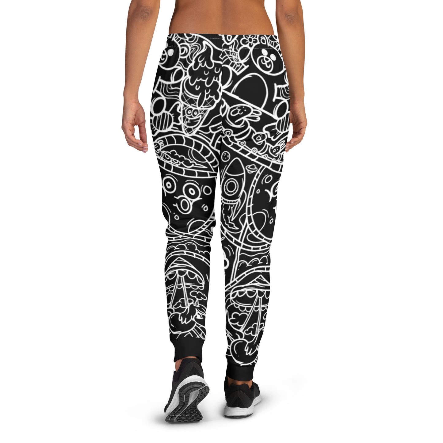 Black Graffiti Print Joggers