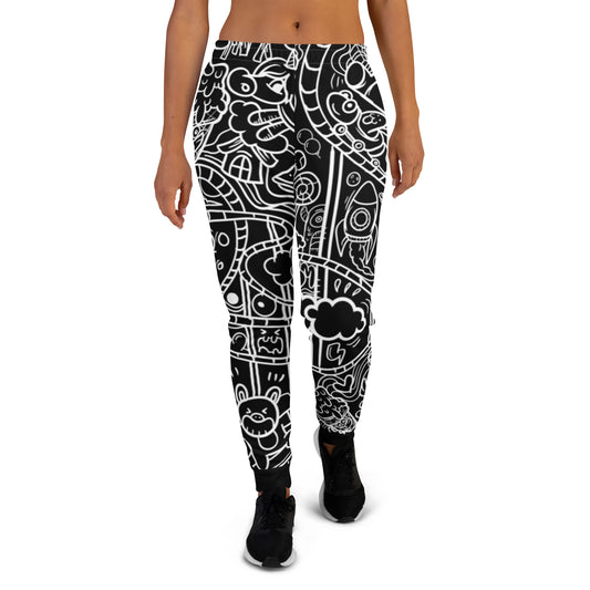 Black Graffiti Print Joggers