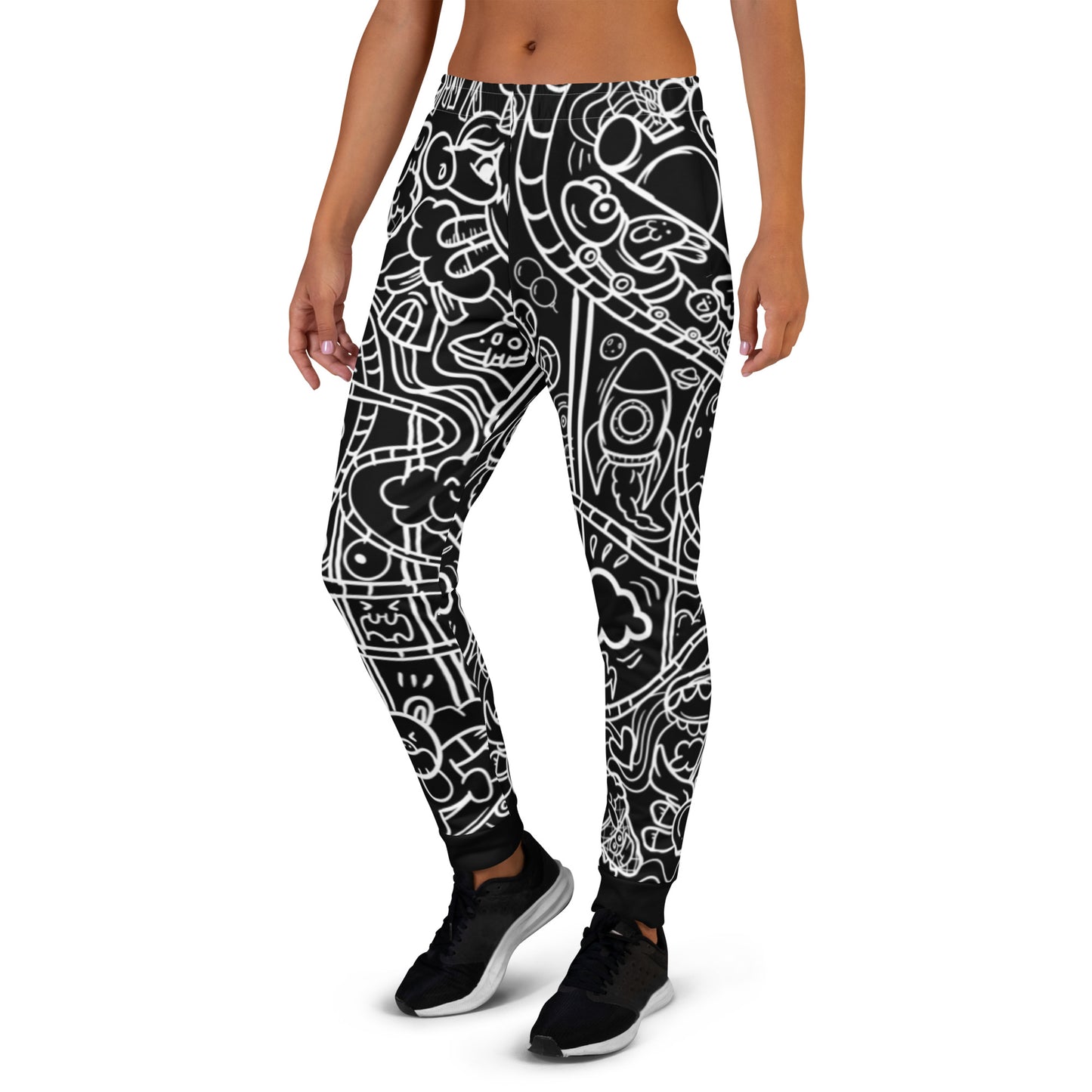 Black Graffiti Print Joggers
