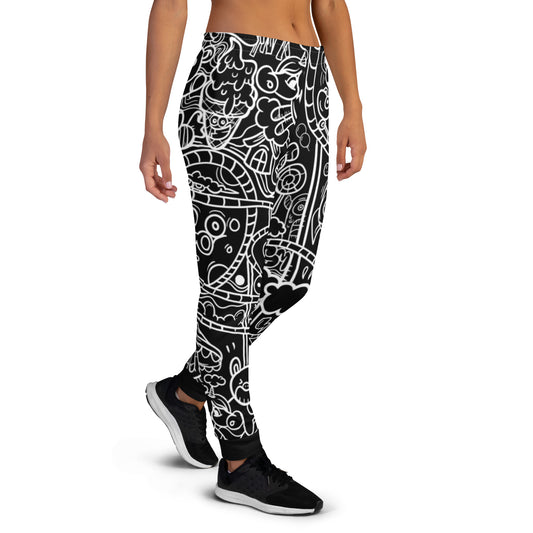 Black Graffiti Print Joggers
