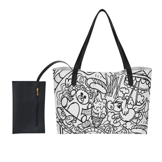 Graffiti Faux Leather Tote Bag