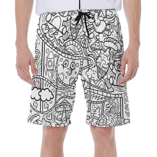 Graffiti Print Men's Beach Shorts