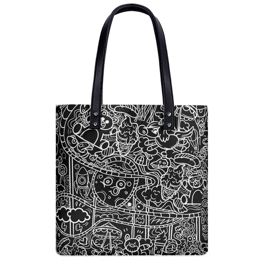 Black Graffiti Print Shoulder Bag