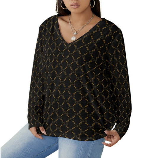 Women's GG Print T-shirt With Curved Hem(Plus Size)