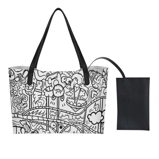 Graffiti Faux Leather Tote Bag