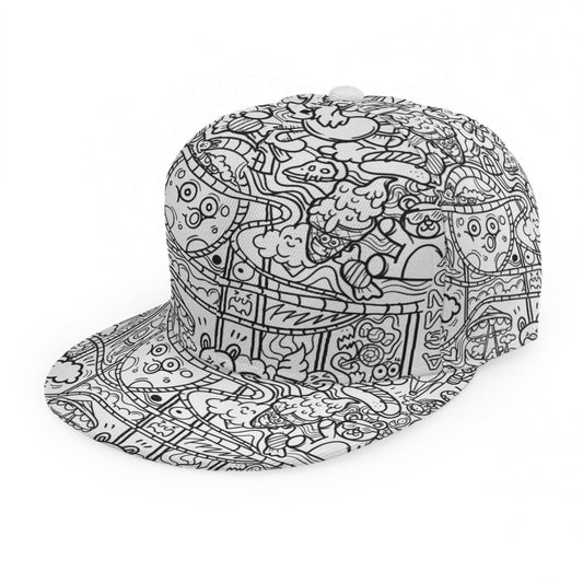 Graffiti Baseball Cap With Flat Brim