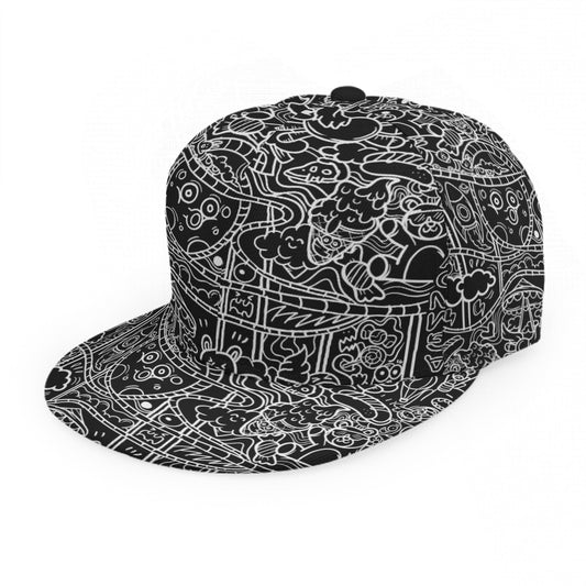 Black Graffiti Print Cap