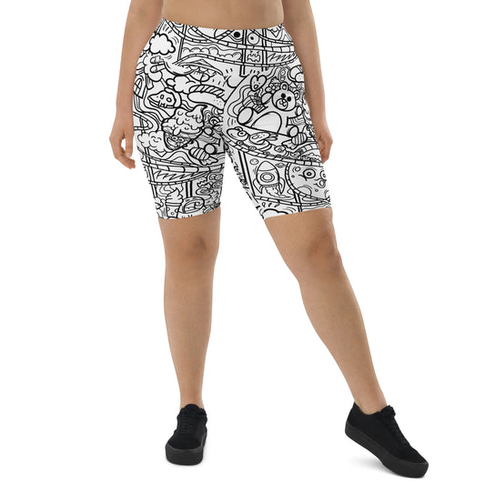 Graffiti Print Biker Shorts