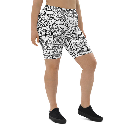 Graffiti Print Biker Shorts