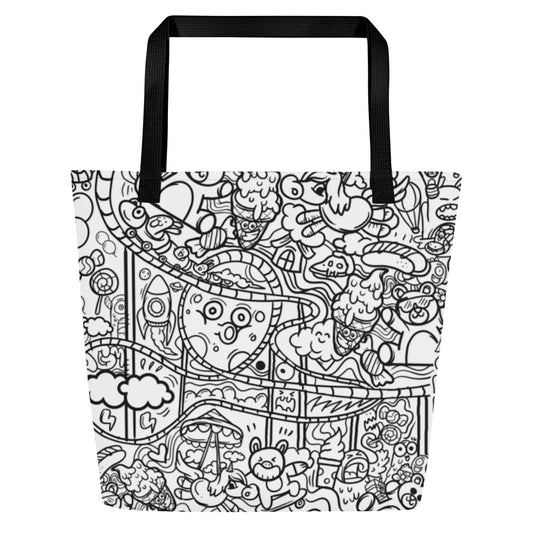 Graffiti Print Large Tote Bag