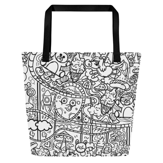 Graffiti Print Large Tote Bag