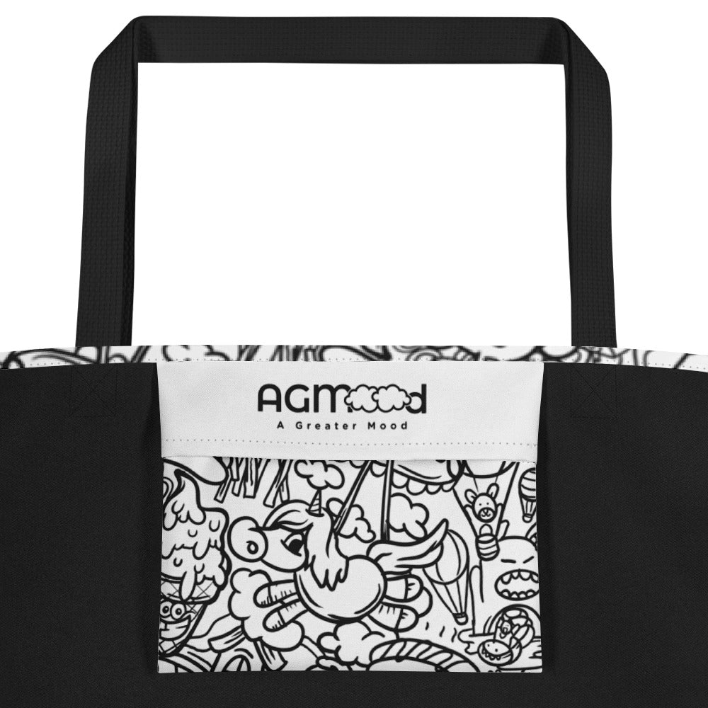 Graffiti Print Large Tote Bag