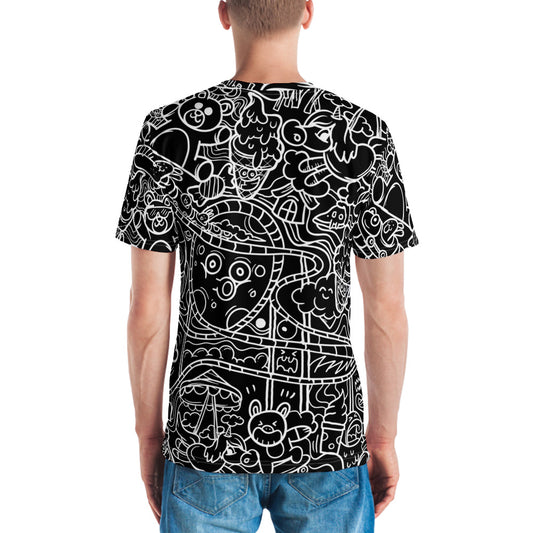 Black Graffiti Print Men's T-shirt