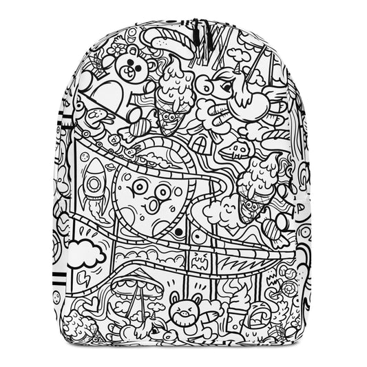 White Graffiti Print Backpack