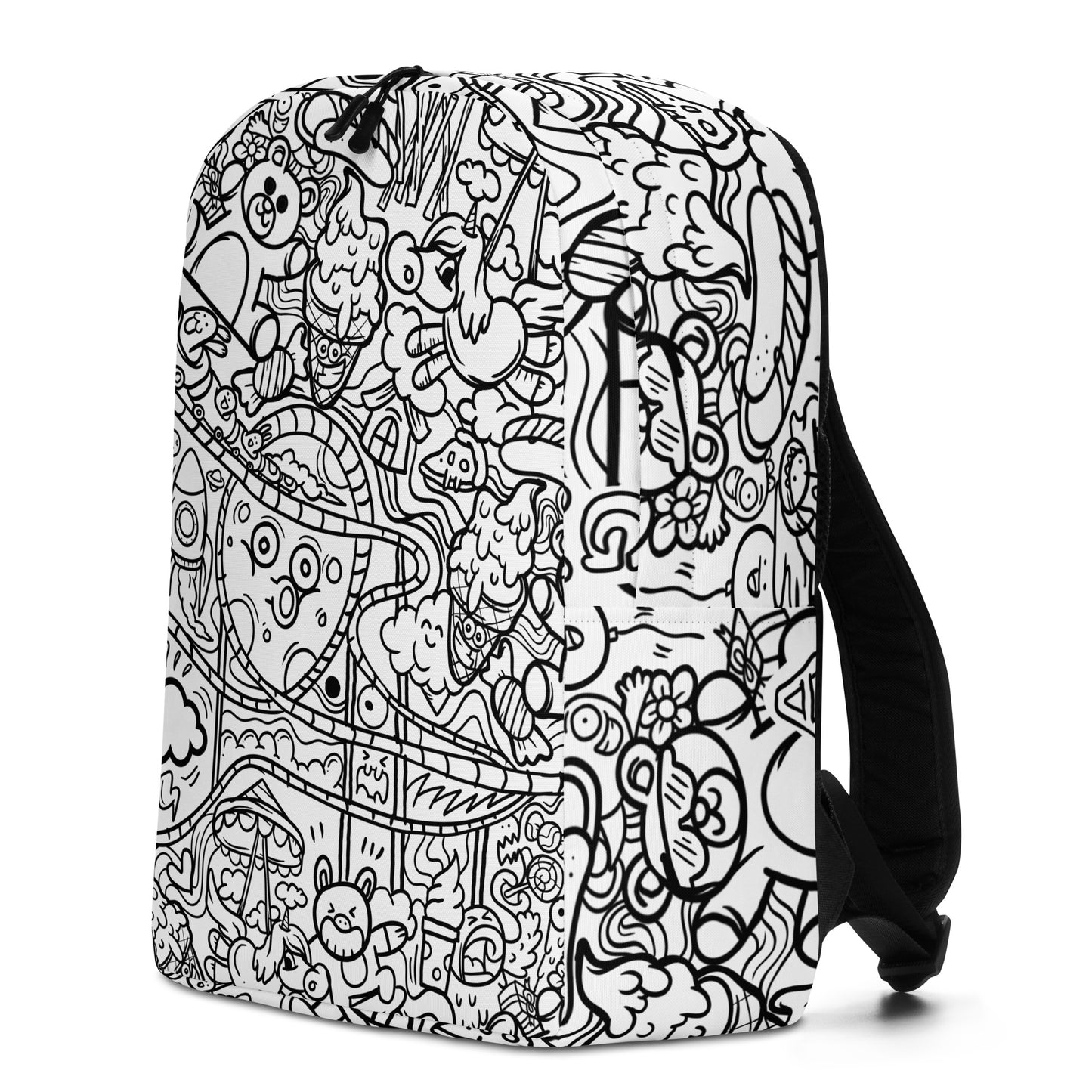 White Graffiti Print Backpack